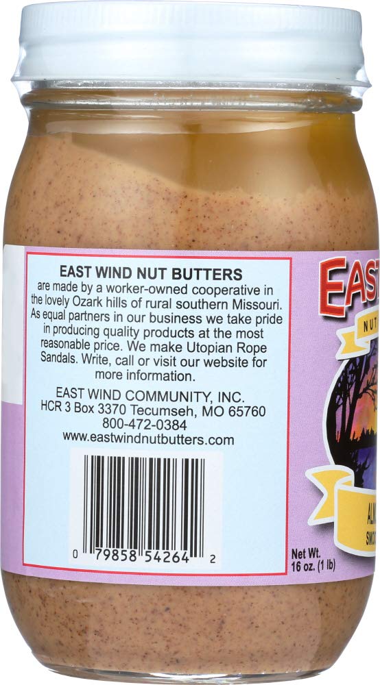 East Wind, Almond Butter, Smooth, Ns, Pack Of 6, Size 16 Oz - No Artificial Ingredients Kosher Low S