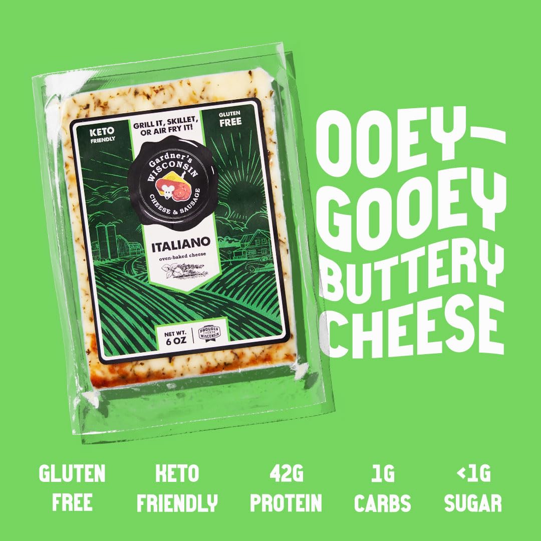 Gardner s Wisconsin Cheese and Sausage, 4 Pack of Oven Baked Cheese, Italiano Flavor (6 Ounces Per Block) - Artisan Cheese Made