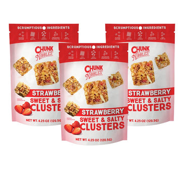 Chunk Nibbles Snack Clusters | Strawberry Flavor Bite-Size Clusters | 4.25oz (Pack of 3)