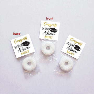 Graduation Mint Favors, Graduation Mint Party Decorations, Black Gold Gifts Decor For Woman, Mint Toppers In Bulk For Graduation