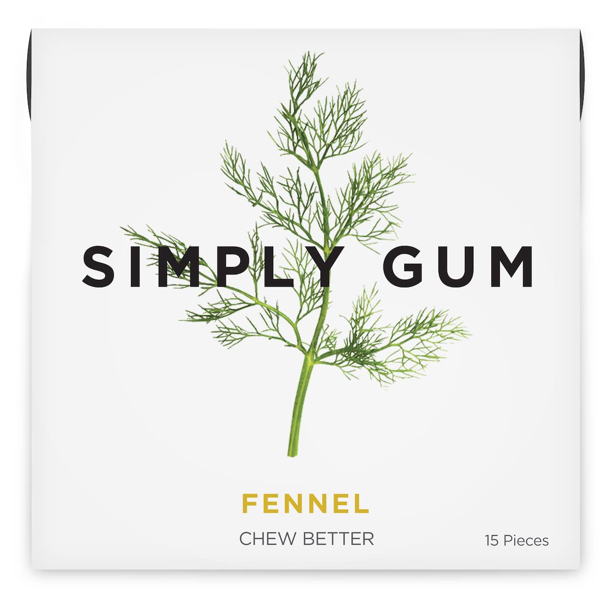 SIMPLY Gum Fennel, Plastic-Free Natural Chewing Gum, 6 Pack (90 Pieces) | Vegan, Kosher, Non GMO, Aspartame Free and Sorbitol Fr