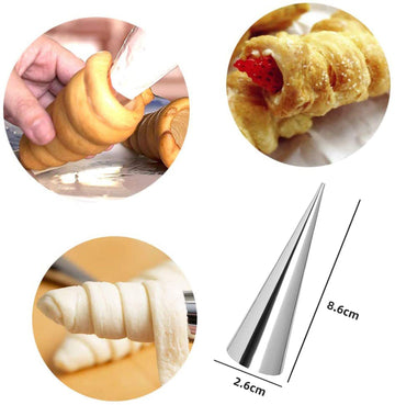 Non-Stick Cream Cannoli Tubes, Fantasyday 30 Pcs Stainless Steel Baking Cones Pastry Roll Horn Croissant Mold Cannoli Shells - P