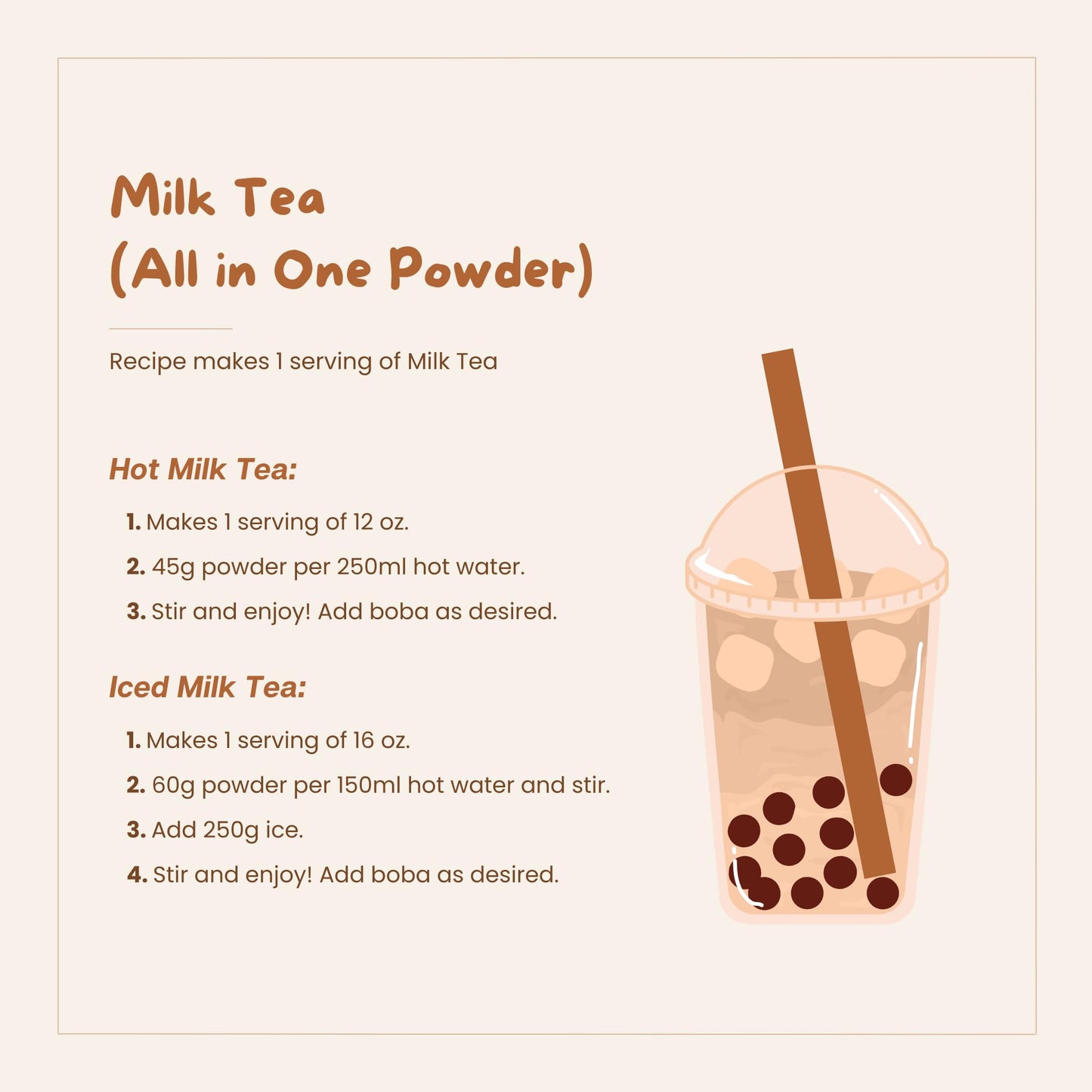 Bossen Bubble Tea All-In-One Powder Mix (Milk Tea)