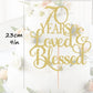 AHAORAY 70th Birthday Cake Topper - Gold Glitter Cardboard Decoration, Model CT-70YEARS