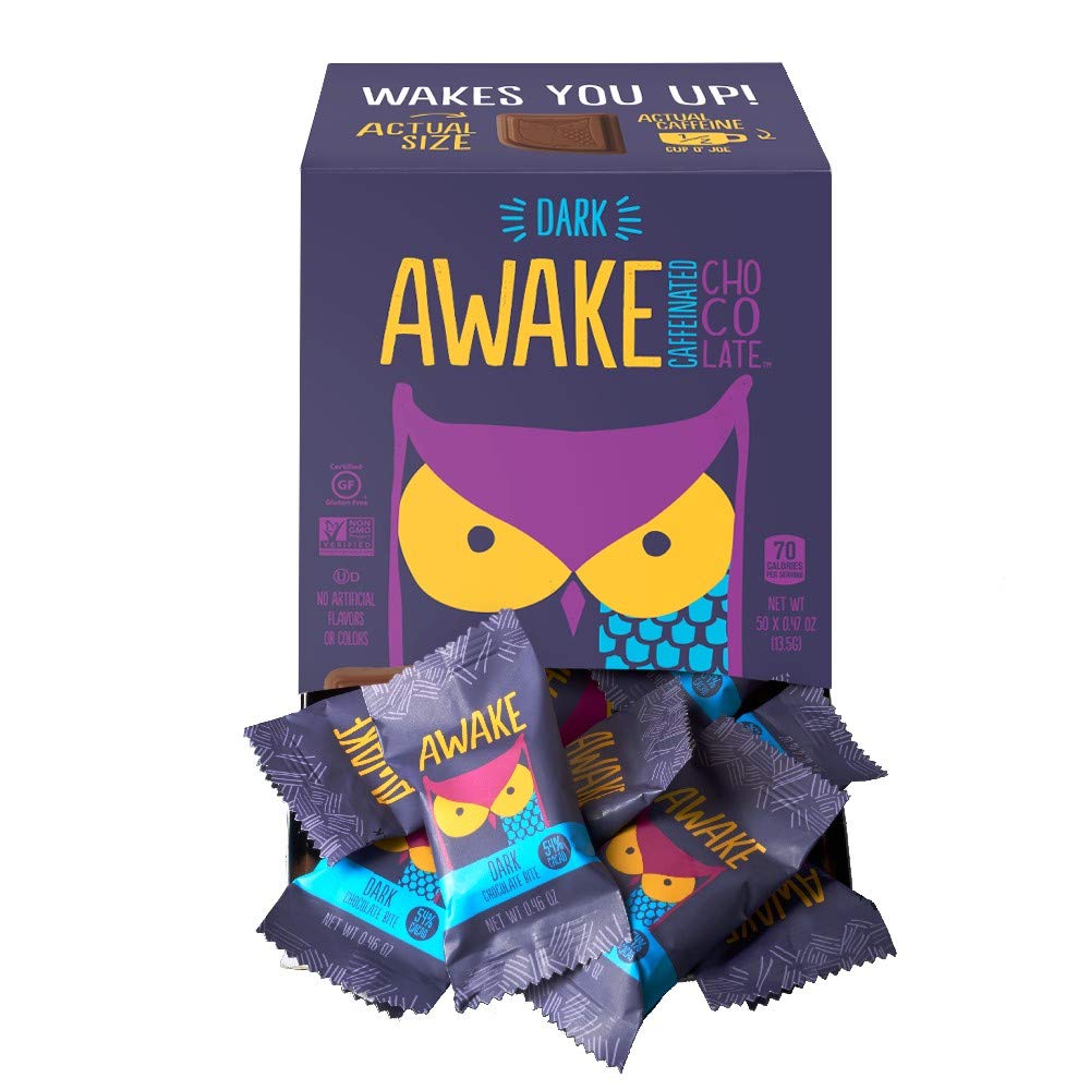 AWAKE Caffeinated Chocolate Energy Bites - Dark Chocolate, 50 Count, Purple