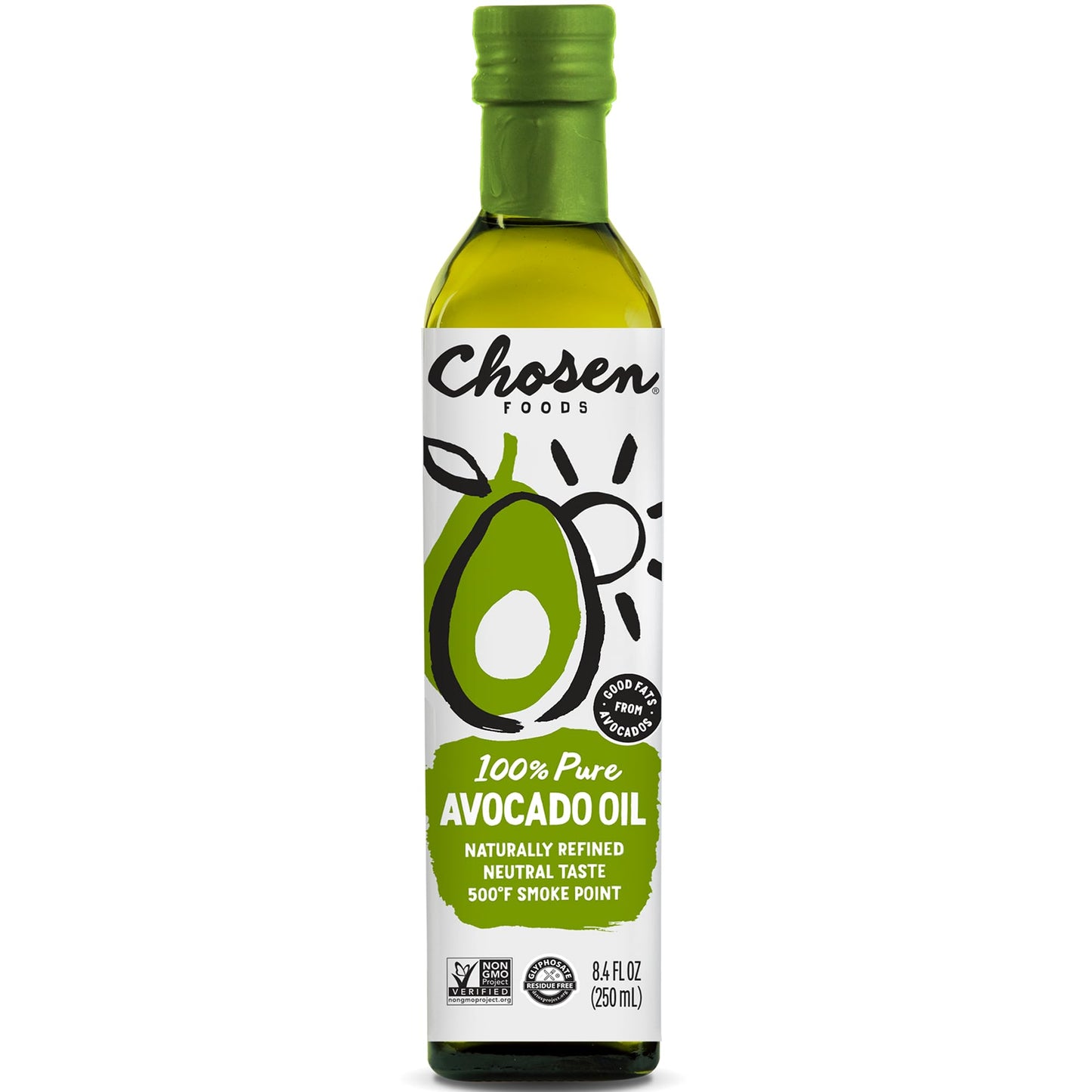 Chosen Foods 100% Pure Avocado Oil, Keto And Paleo Diet Friendly, Kosher Oil For Baking, High-Heat Cooking, Frying, Homemade Sauces, Dressings And Marinades (8.4 Fl Oz)