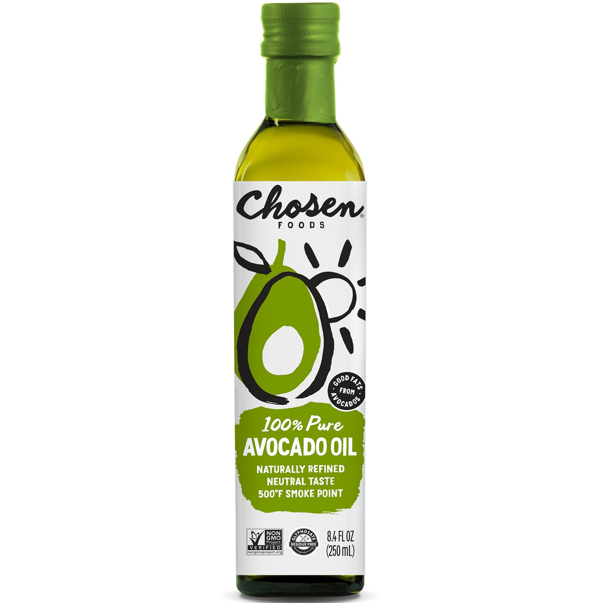 Chosen Foods 100% Pure Avocado Oil, Keto And Paleo Diet Friendly, Kosher Oil For Baking, High-Heat Cooking, Frying, Homemade Sauces, Dressings And Marinades (8.4 Fl Oz)