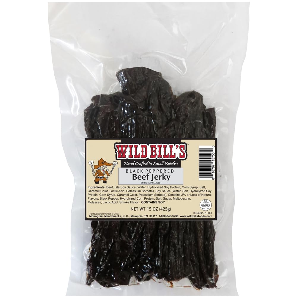 Wild Bills Black Pepper Beef Jerky Starter Kit - 15oz Bag and Jar