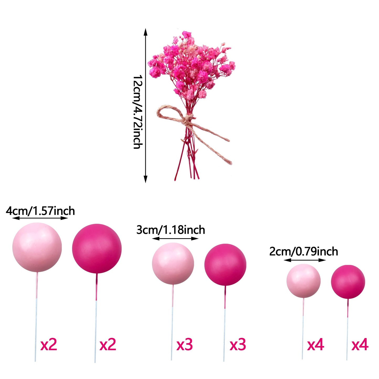 22 Pcs Hot Pink Girl Cake Toppers Girl Theme Cake Decoration For Wedding Birthday Baby Shower Party Decoration Supplies