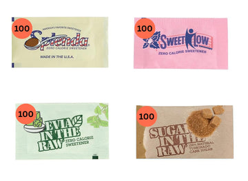 Sugar Packets Variety Pack - 400 Count Assorted Pack with Stevia, Cane Sugar & Substitutes - Individual Sweeteners for Coffee St