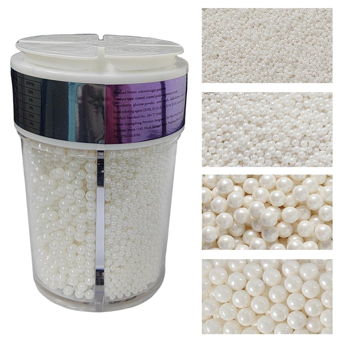 EPHVODI Sprinkles for Cake Decorating, White Pearl Sugar Sprinkles for Cupcake Toppers Wedding Party Halloween Christmas Supplie