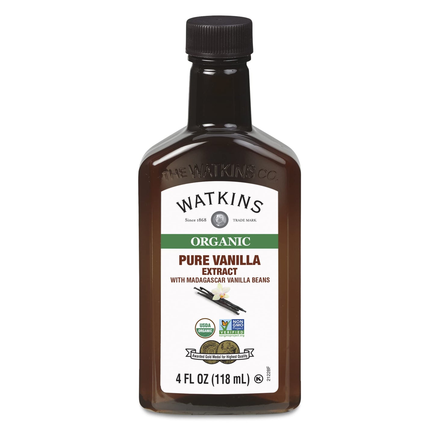 Watkins Organic Pure Vanilla Extract, With Madagascar Vanilla Beans, Non-Gmo, Kosher, 4 Oz. Bottle, 3-Pack