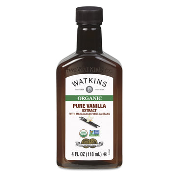 Watkins Organic Pure Vanilla Extract, With Madagascar Vanilla Beans, Non-Gmo, Kosher, 4 Oz. Bottle, 3-Pack
