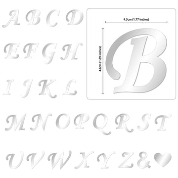 Gyufise 28Pcs Silver Acrylic Alphabet Cake Toppers Diy Custom Cupcake Toppers A-Z Letter Mirrored Gold Picks For Personalized Na