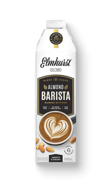 Elmhurst 1925 Almond Milk Barista Edition - 32oz (1-Pack) Plant-Based, Vegan, Dairy-Free, Kosher, Gluten-Free, Non-GMO, Froths f