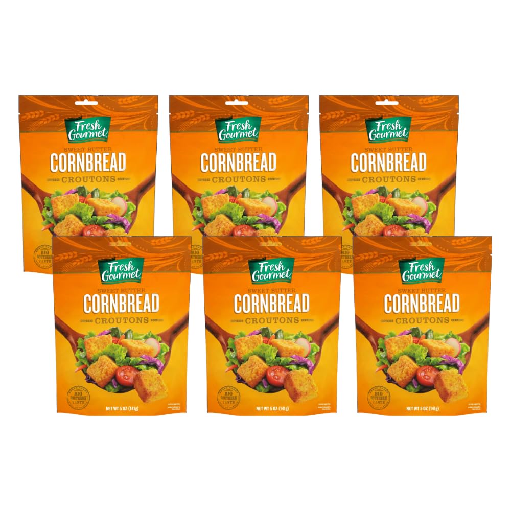 Fresh Gourmet Premium Croutons, Sweet Butter Cornbread, 5 Ounce (Pack Of 6)