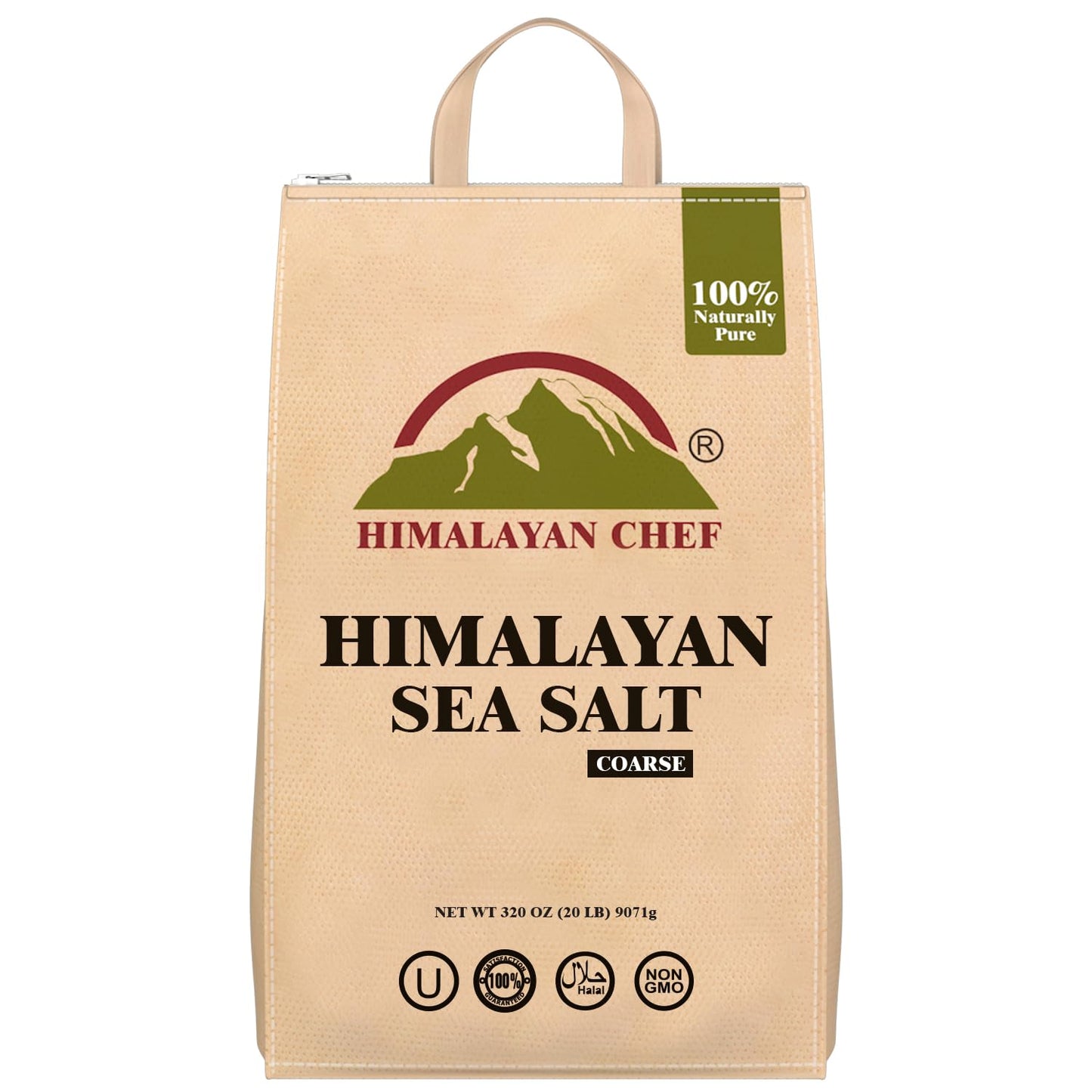 Himalayan Chef Sea Salt, Coarse Grain, 320 Ounces Resealable Bag, Pure & Natural Sun Dried Sea Salt, Unrefined, Gluten Free, Gri