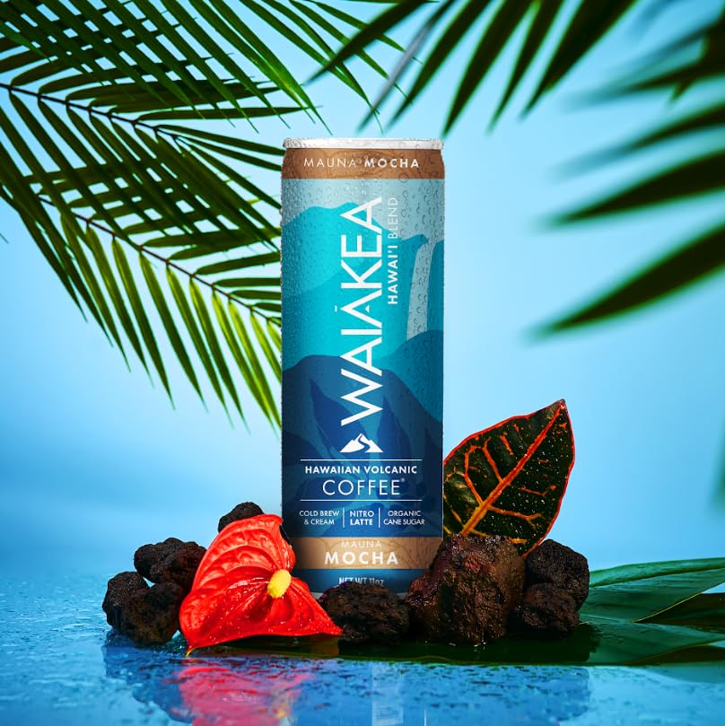 Waiakea Hawaiian Volcanic Coffee - Vanilla & Mocha Combo Pack - Ready to Drink Canned Coffee