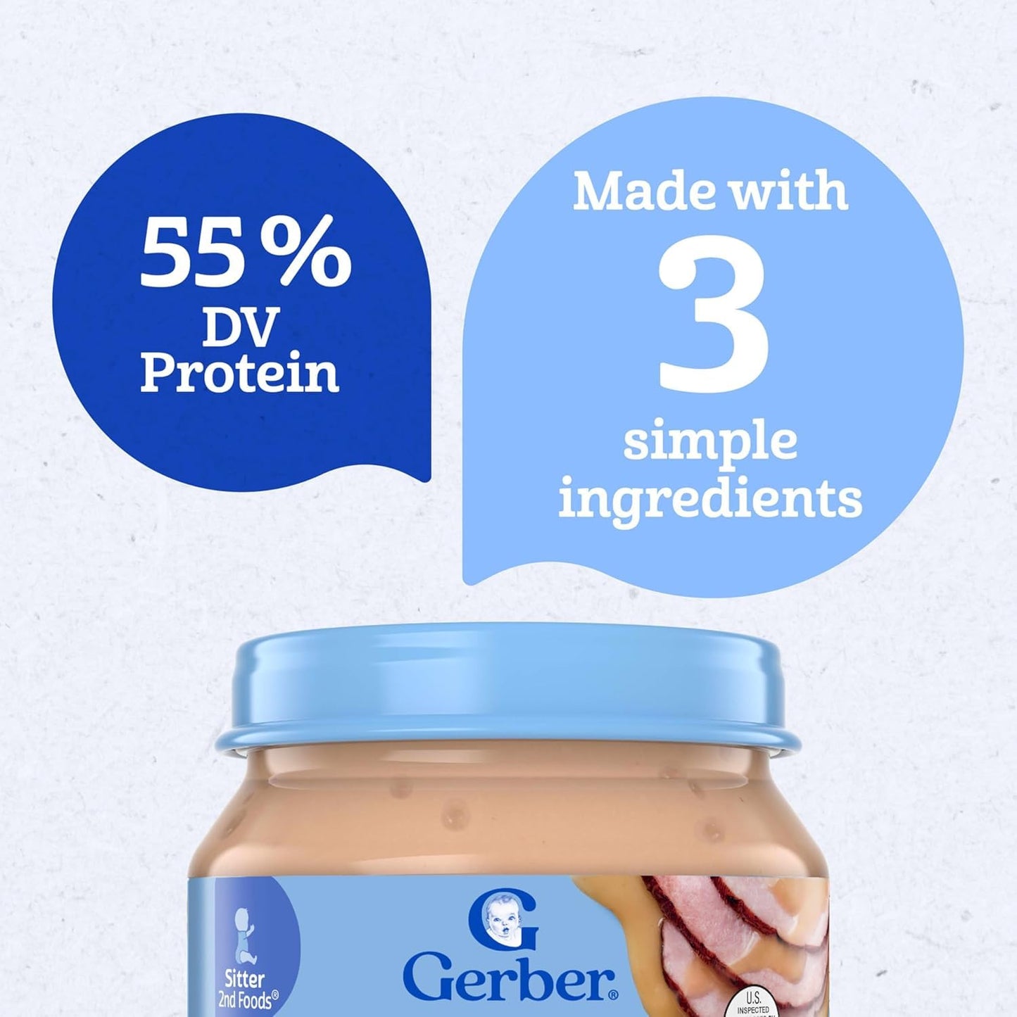 Gerber Baby 2Nd Foods Baby Food, Ham & Gravy,Non-Gmo Pureed Baby Food With Essential Nutrients Glass Jar (2.5 Ounce (Pack Of 40)