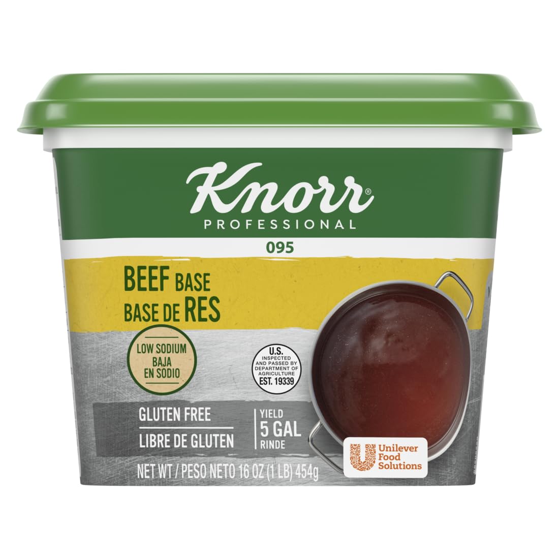 Knorr Professional Low Sodium Beef Stock Base, Gluten Free, 1 lb, Pack of 12
