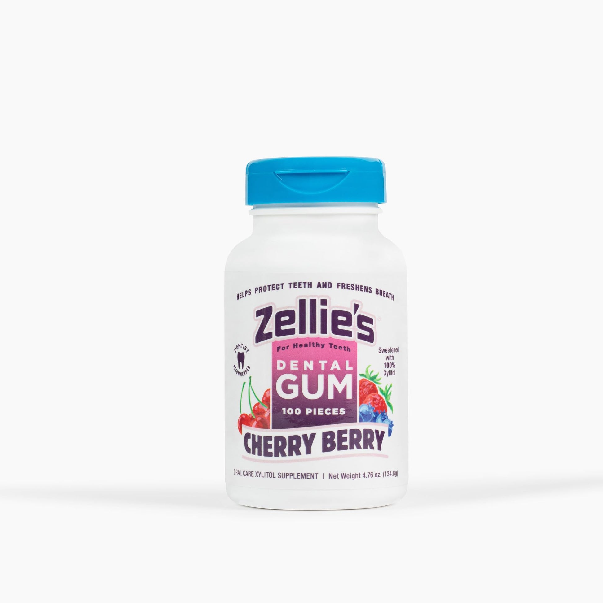 Zellie'S | 100% Xylitol Sugar Free Cherry Berry Chewing Gum | Cherry Berry Flavor (100 Count (Pack Of 1))