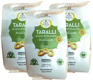 Terre Di Puglia, Baked Taralli Fennel Seeds Snack, 8.8 Oz (Pack Of 3)