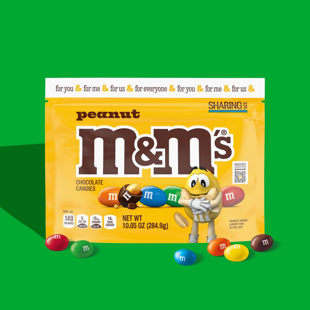 M&M'S Peanut Milk Chocolate, Sharing Size, 10.05 Oz Resealable Bag