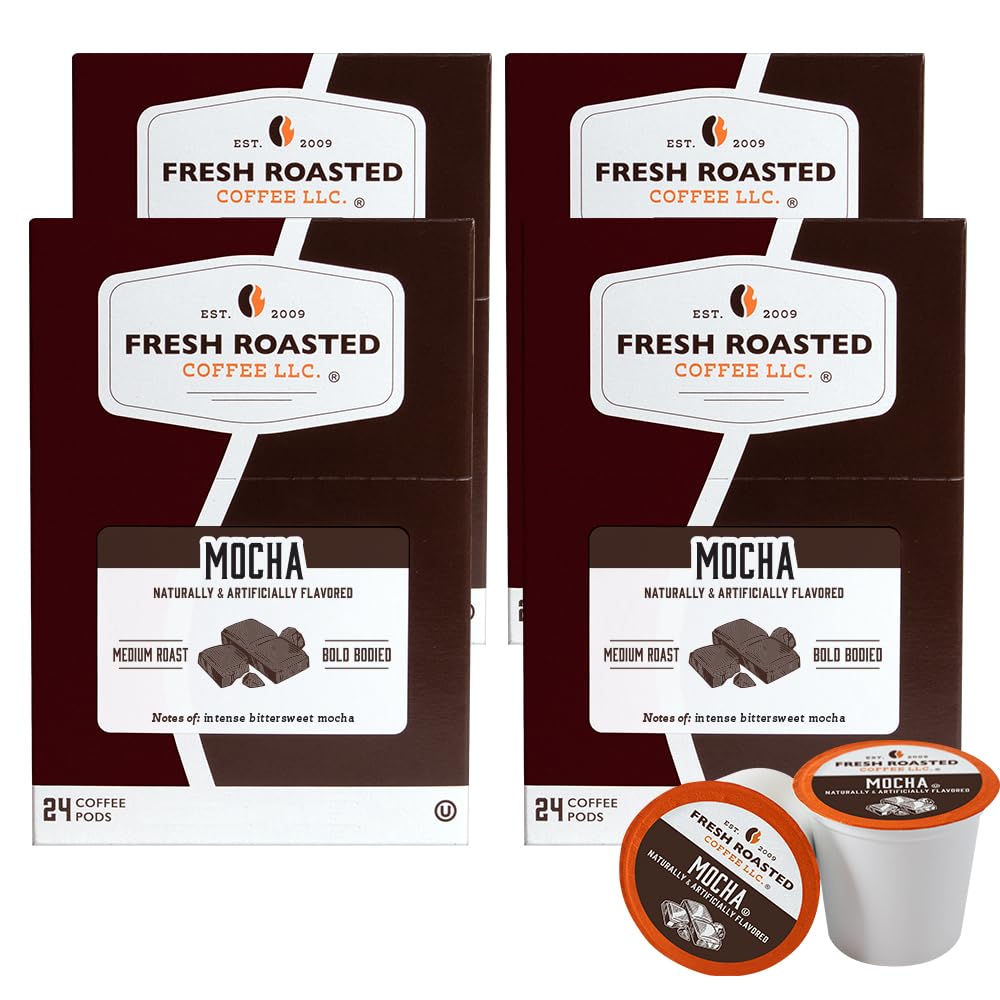 Fresh Roasted Coffee, Mocha, Flavored Coffee Pods, 96 Count