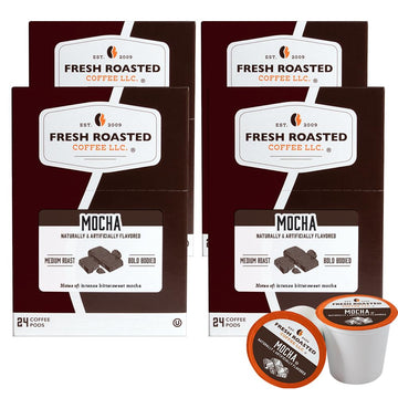 Fresh Roasted Coffee, Mocha, Flavored Coffee Pods, 96 Count