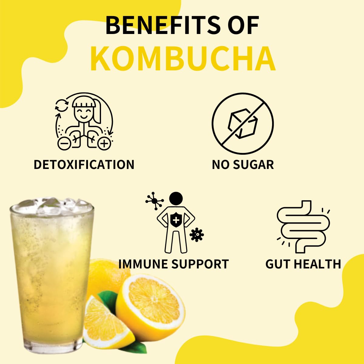 Garden Kombucha Tea, Powder 5G X 20 Sachets (100G/3.52Oz) Probiotics, Prebiotics, Sugar Free, Balck Tea, Healthy Drink With Bott