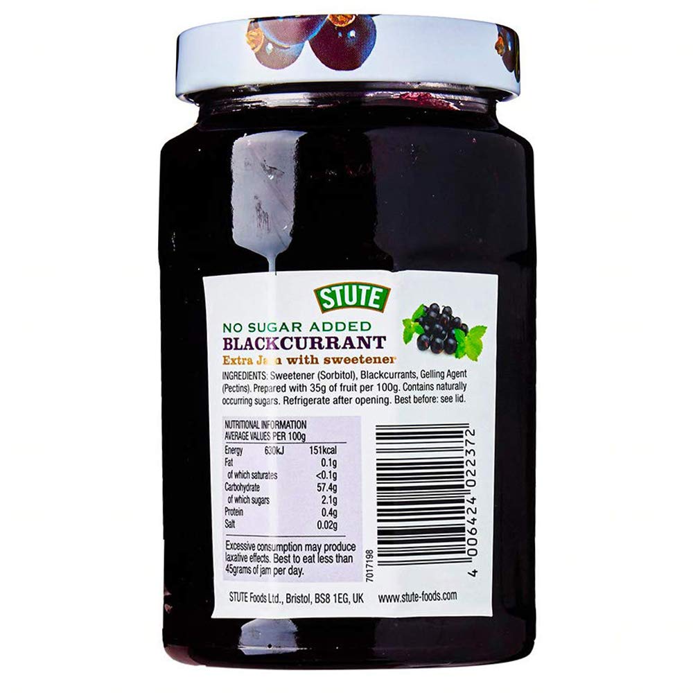 Stute Blackcurrant Extra Jam Bottle, Violet, 430 g, (Model: Live in Morrisons)