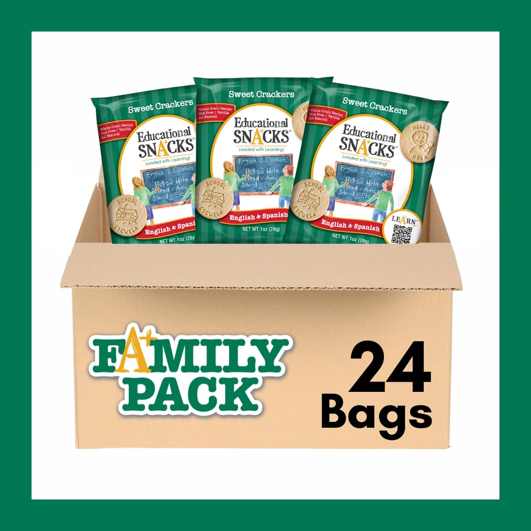 DICK & JANE EDUCATIONAL SNACKS - Nut-Free Bilingual Snacks for Kids - 24-Pack - 1 Ounce Each - Learn 50+ Vocabulary Words & Numbers