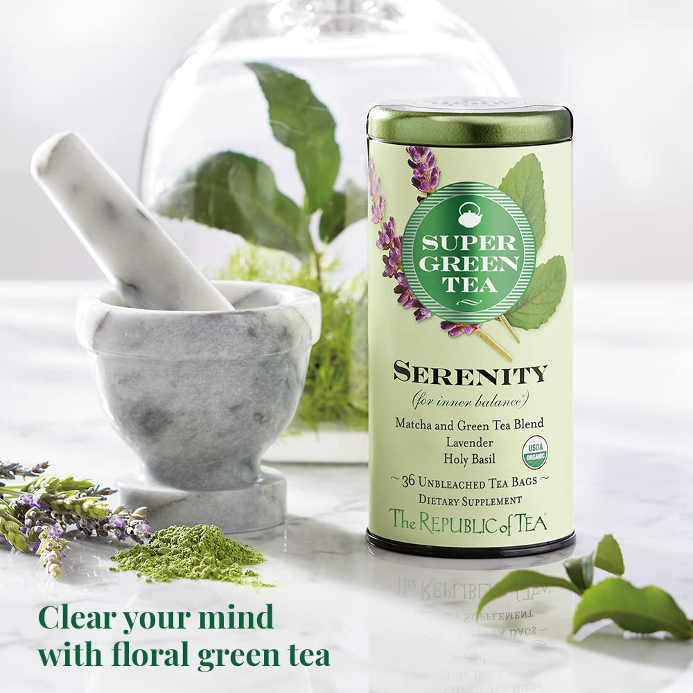 The Republic of Tea Organic Supergreen Serenity Tea, 36 Count, Pack of 1