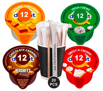 Coffee Creamer Singles Variety Pack Packaged by JMS PROFESSIONAL, Intearnational Dealight Mini Coffee Creamer & Mini Moos 4 Fla