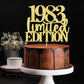Yetxel 1983 Cake Topper - Limited Edition Golden Glitter Decoration for 42nd Birthday, Handmade, Suitable for Men and Women