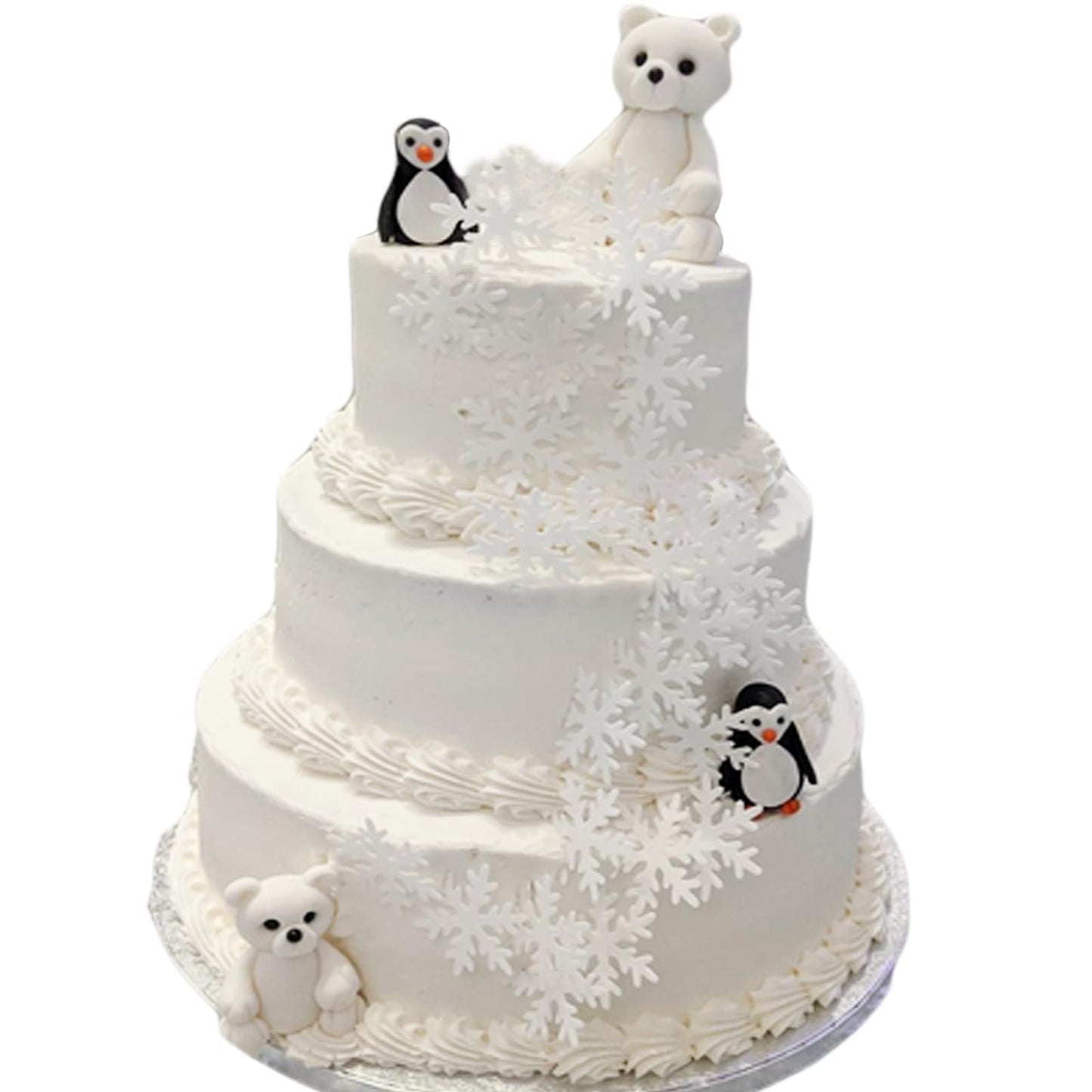 Weraru 50Pcs White Snowflakes Edible Cake Toppers Cupcake Decoration For Winter Frozen Theme Party