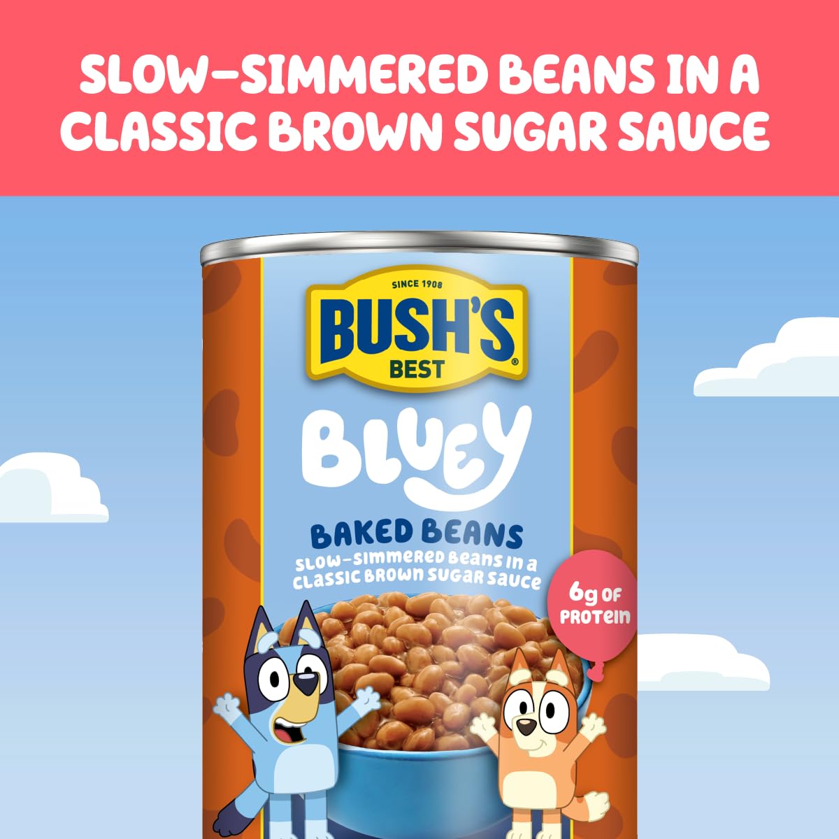 Bushs Best Bluey Baked Beans 15.8 oz - Slow Simmering Beans in a Classic Brown Sugar Sauce - Vegetarian