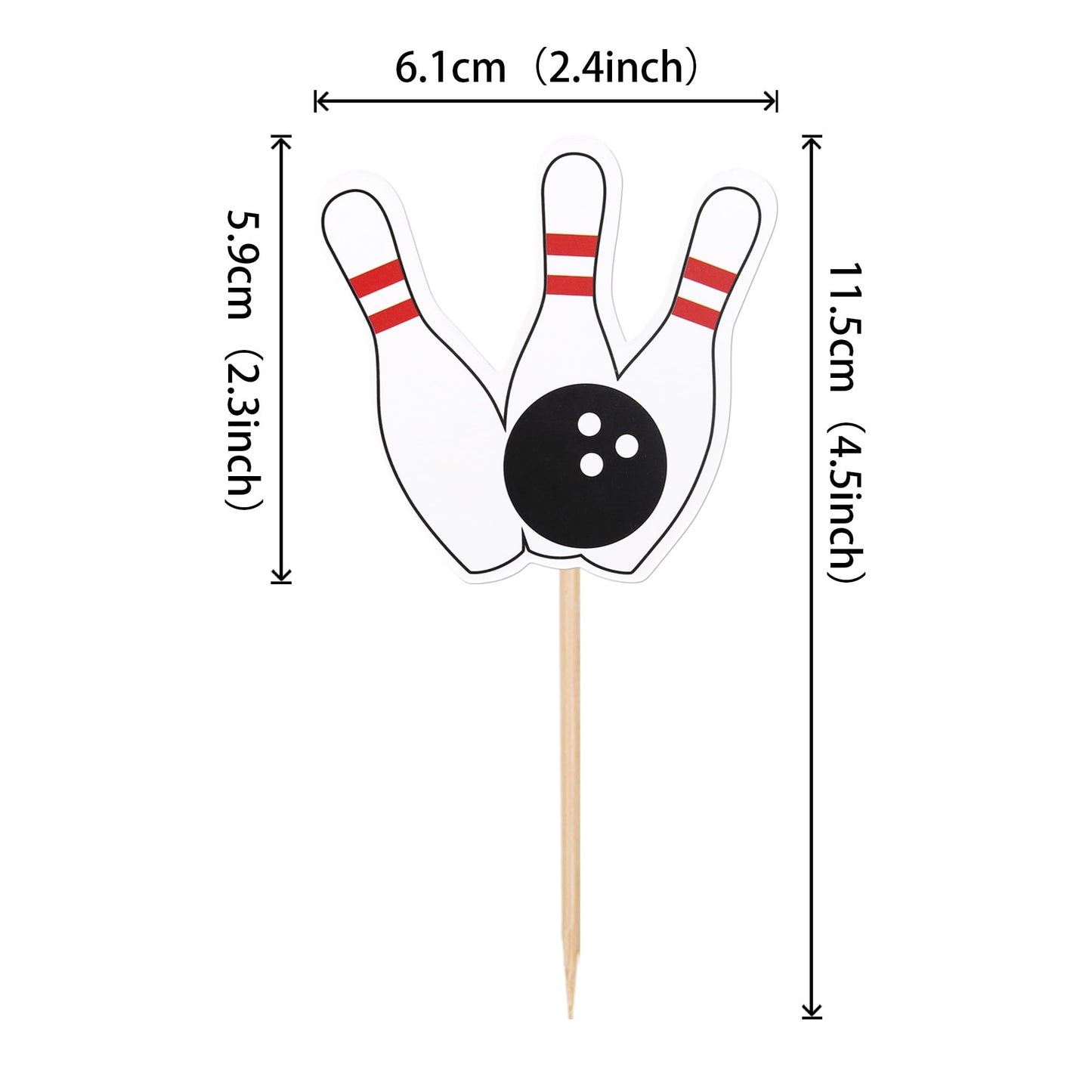 40 Pcs Bowling Cupcake Toppers Double Sided Sports Theme Bowling Cupcake Picks Bowling Birthday Decorations For Bowling Theme Ba