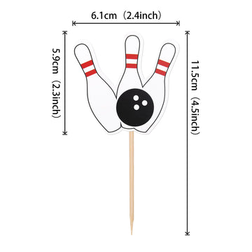 40 Pcs Bowling Cupcake Toppers Double Sided Sports Theme Bowling Cupcake Picks Bowling Birthday Decorations For Bowling Theme Ba