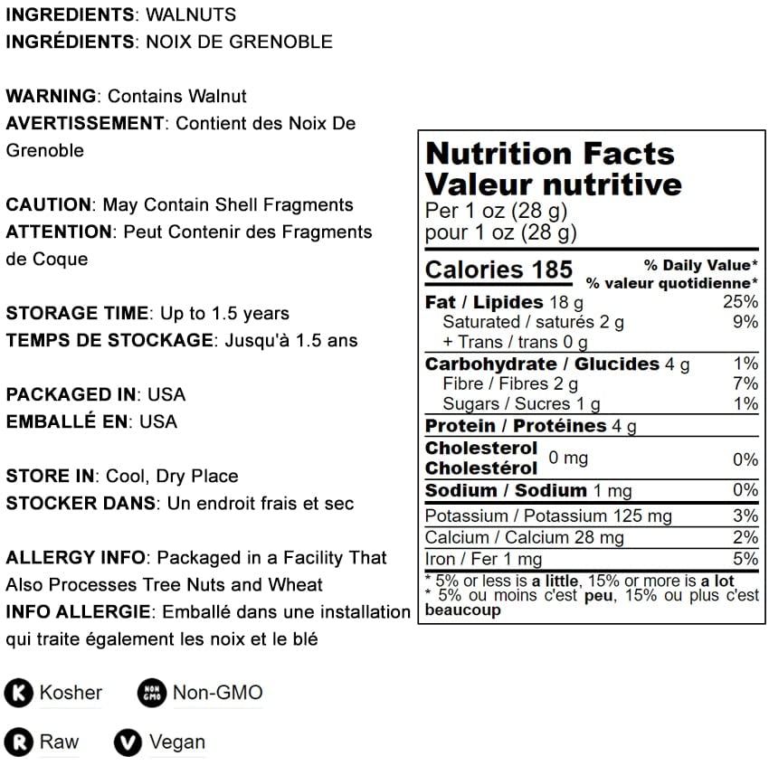 Food To Live - California Walnuts Halves & Pieces, 4 Ounces Raw, Unsalted, Shelled, Vegan, Kosher, Sirtfood, Bulk. Rich In Omega
