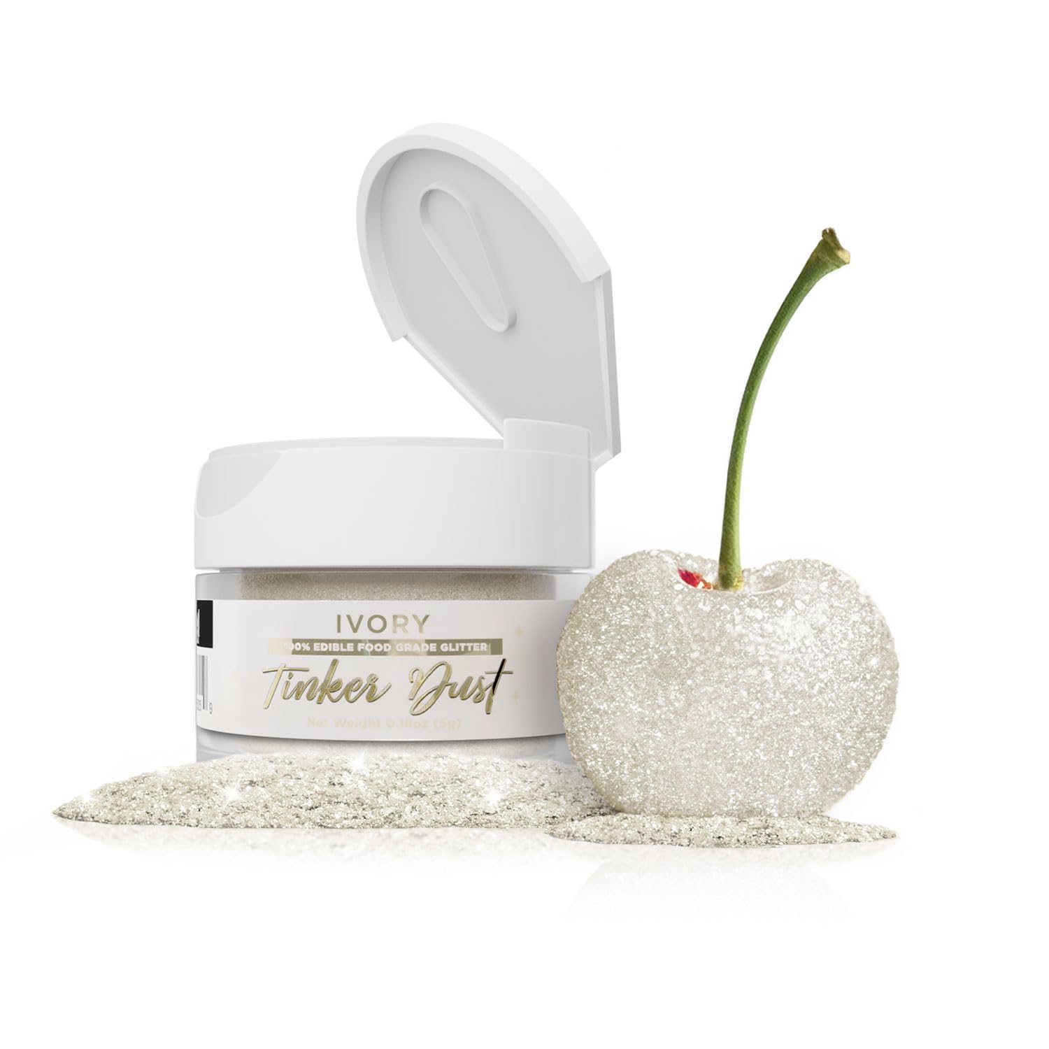 Bakell Ivory Tinker Dust® Edible Glitter, 5g, KOSHER Certified for Cakes, Cupcakes, Drinks