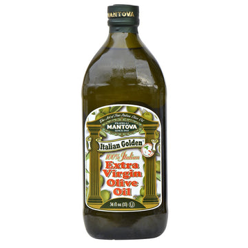 Mantova Golden Italian Extra Virgin Olive Oil - Premium Cold-Pressed Olive Oil For Cooking, Drizzling, And Dipping, Authentic Italian Quality, 34-Ounce Bottles (Pack Of 2)