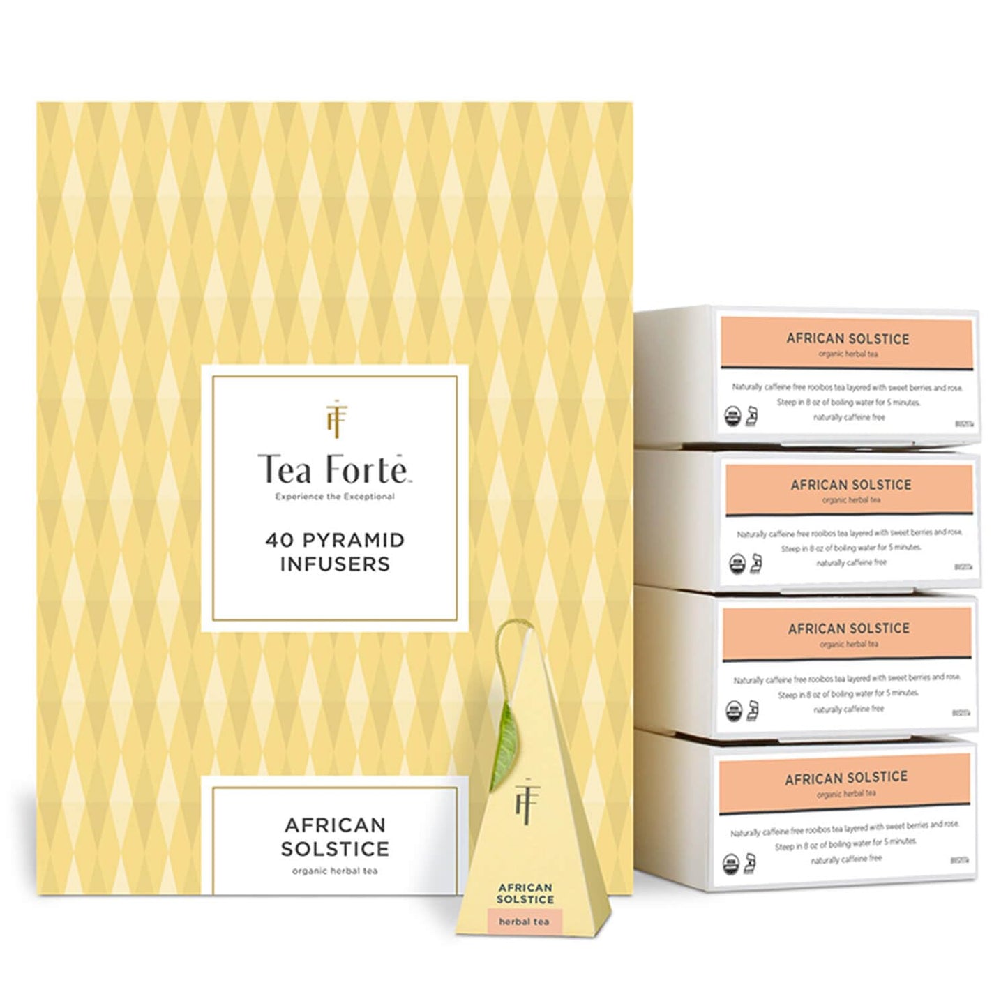 Tea Forte Herbal Tea Blend Event Box, Caffeine-Free, 40 Count, Individually Wrapped Pyramid Infusers