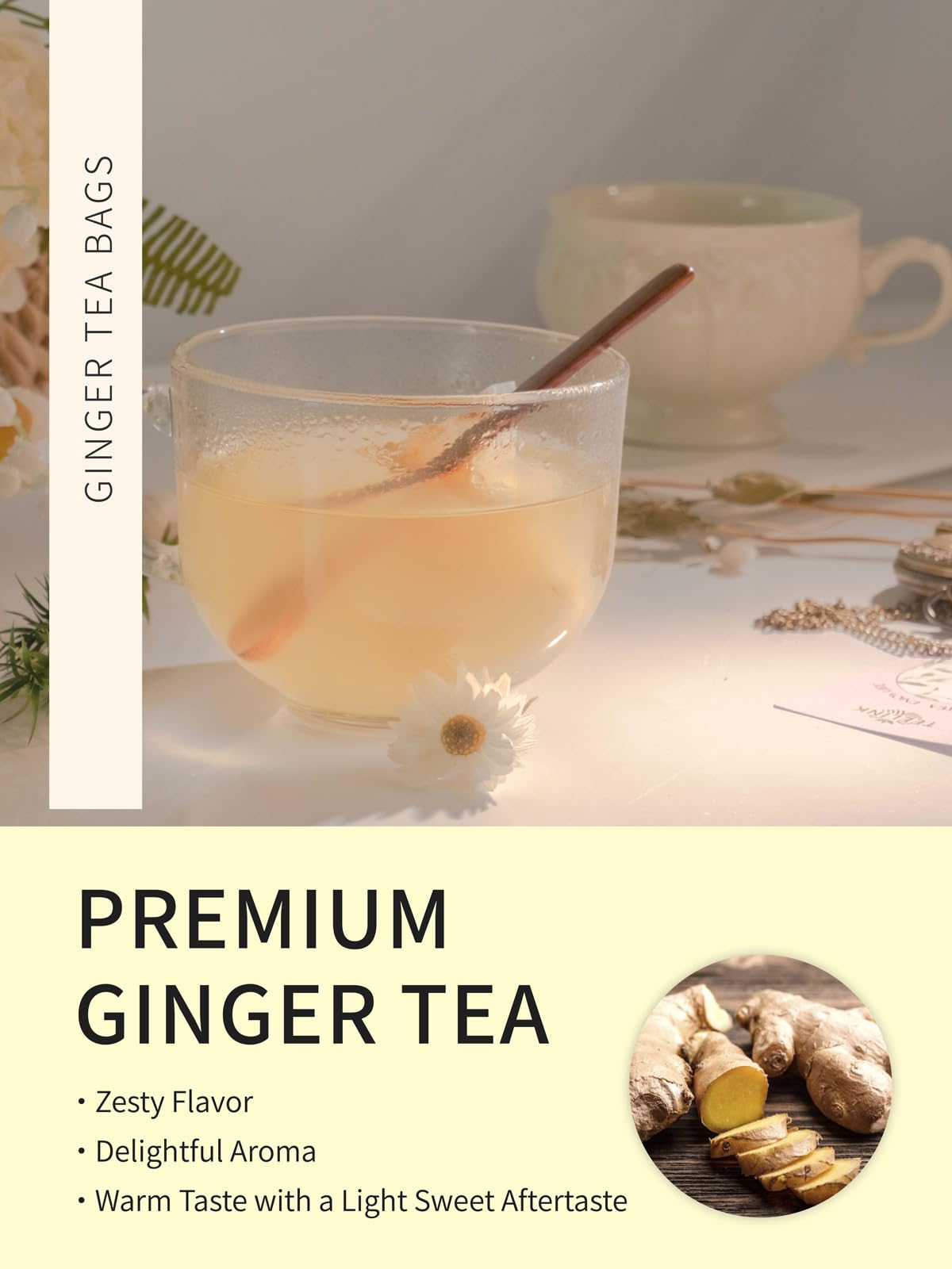 TeeLux Ginger Tea Bags, Caffeine Free, Spicy & Zesty Flavor, 100 Count