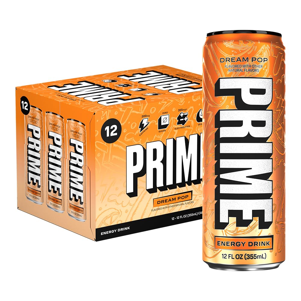 PRIME HYDRATION Energy Drink | Zero Sugar | 200mg Caffeine | 355mg Electrolytes | Vegan | Gluten Free | 12 Fluid Ounce | 12 Pack