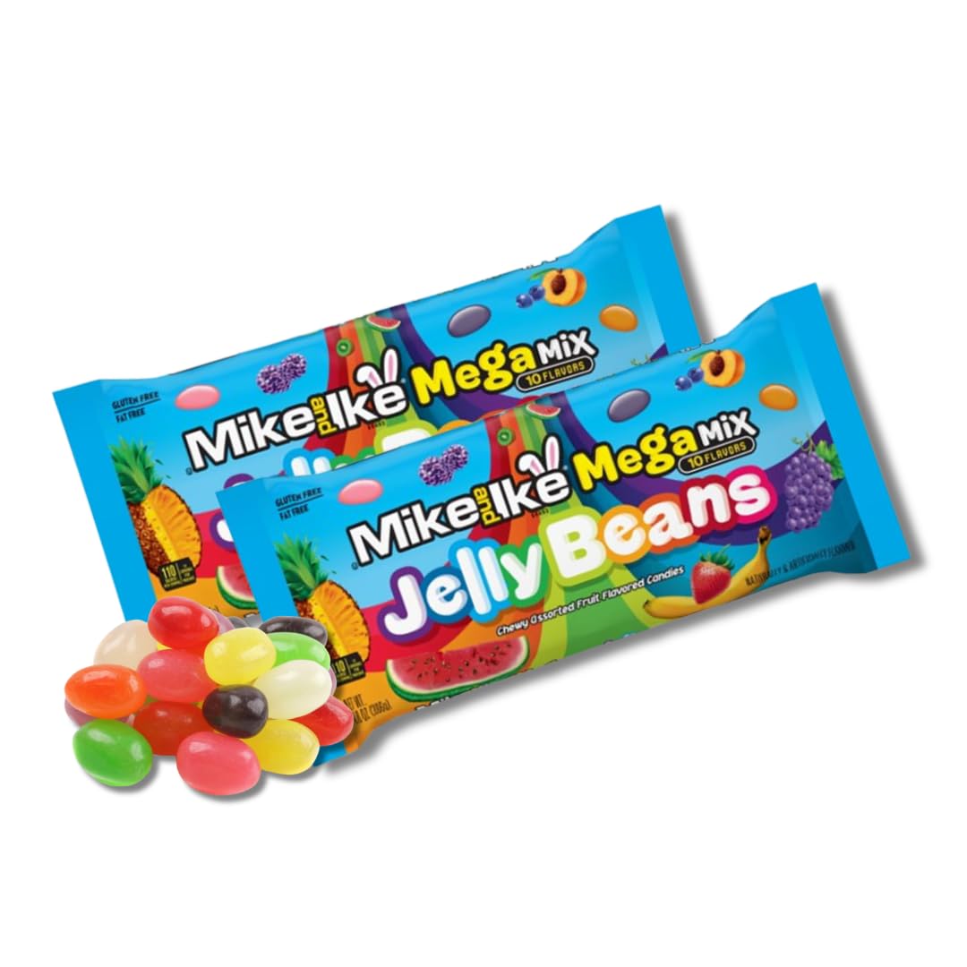 Mike & Ike Mega Mix Jelly Beans - Gift Pack Of 2, 14 Oz. Bags By Lyzas Sweets &  