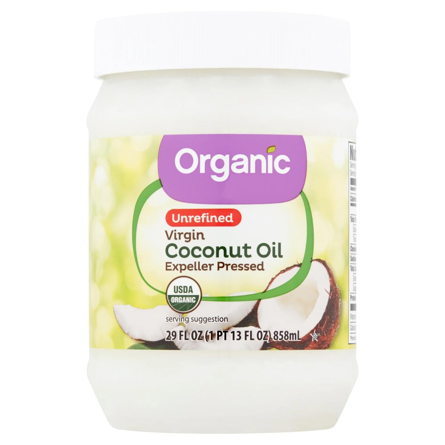 Generic Organic Unrefined Virgin Coconut Oil, 29 Fl Oz, No Artificial Flavors or Preservatives