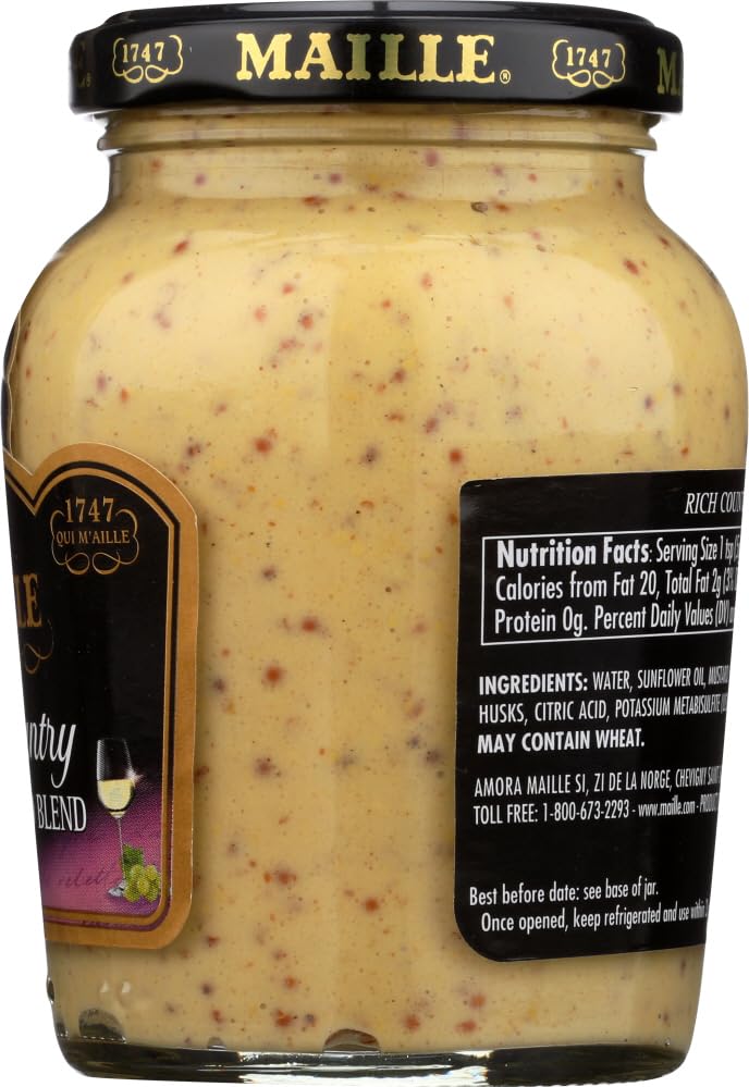 Maille Mustard Rich Country Dijon, 7 Oz, Pack of 6 - Gourmet Condiment