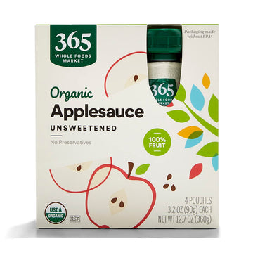 365 By Whole Foods Market, Organic Unsweetened Applesauce 4 Pack, 3.2 Ounce