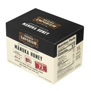 Manuka Emporium Raw Manuka Honey Packets On-the-Go MGO263+ (UMF 10+ Equiv.) 72 x 0.18oz Snap-Packets | Certified & Authentic | H